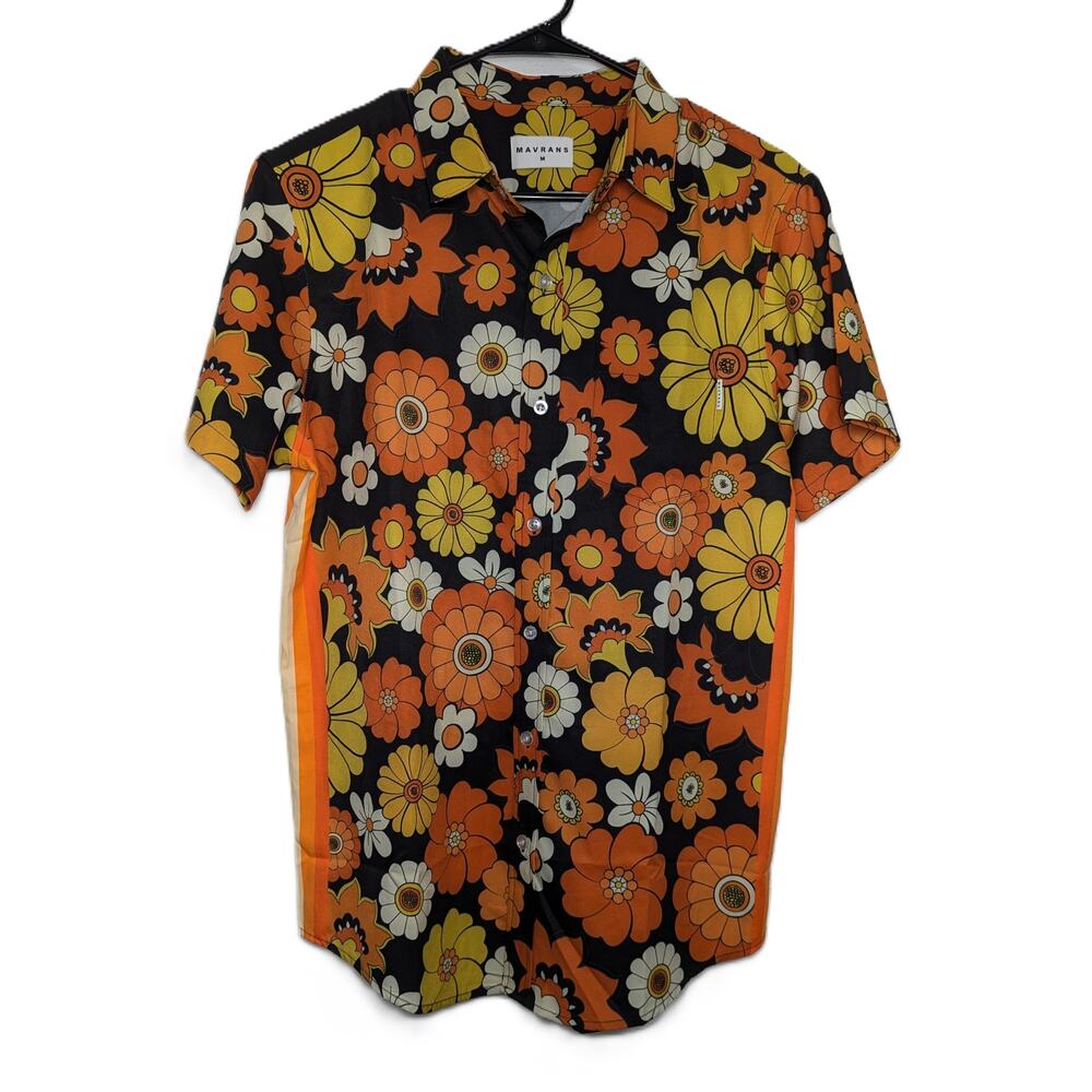 Men's Mavrans Flower Power Weekend Shirt Retro Floral Print Size M
